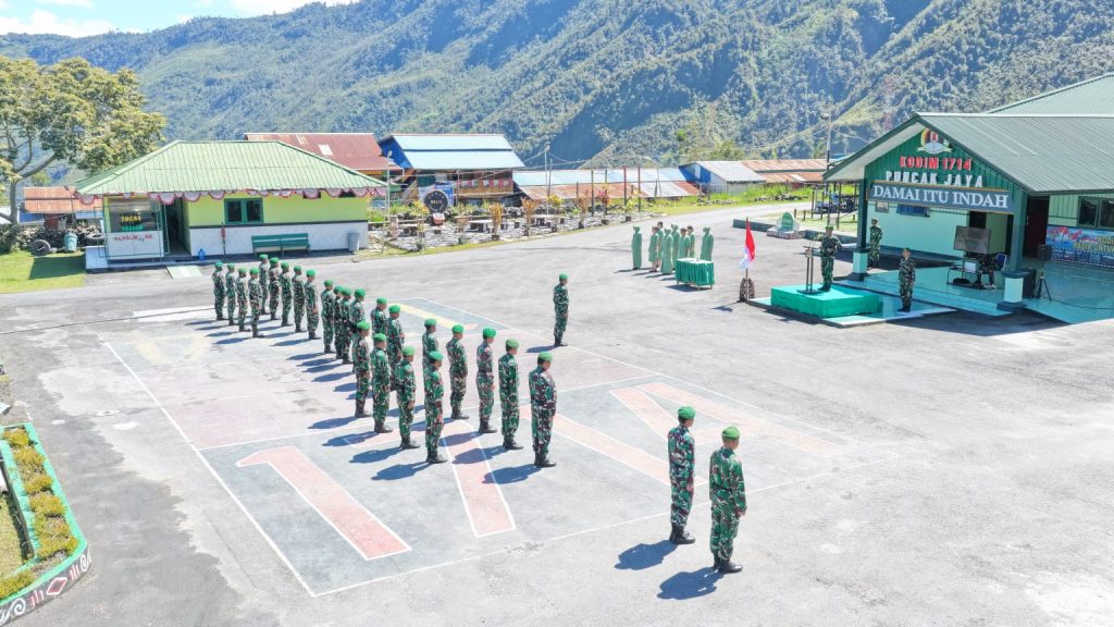 Kodim 1714/Puncak Jaya Gelar Korps Rapot Pindah Satuan dan Penerimaan Personel Baru